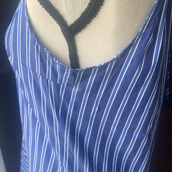 Derek Lamb 10 Crosby Size 2 Blue white stripe sleeveless asymmetric hem Hilo top - Picture 5 of 10